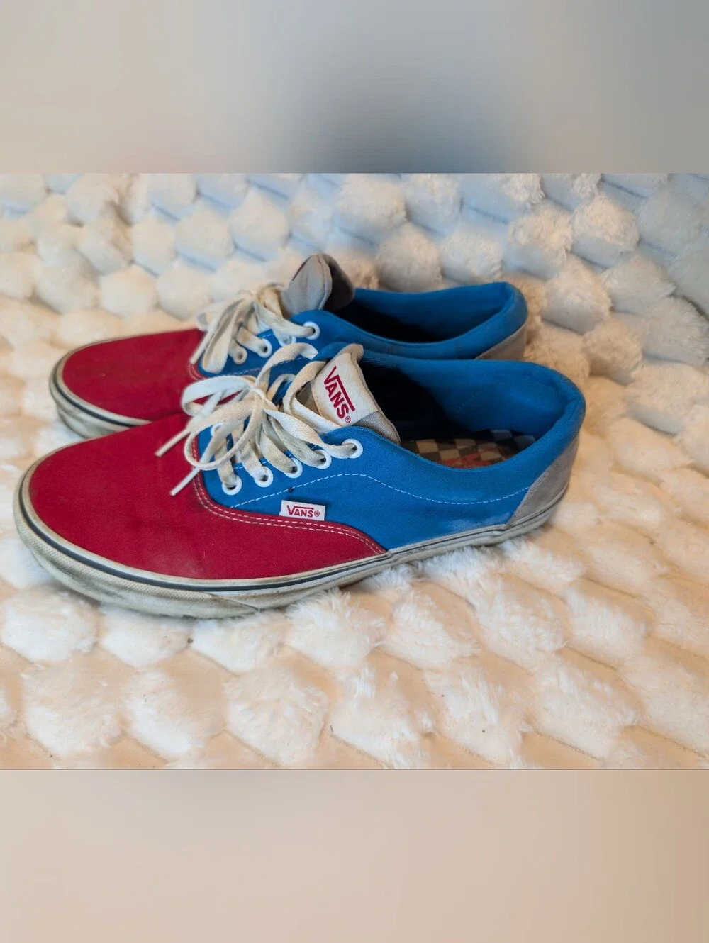 Vans Era Red Blue Colorblock Canvas Low Top Skate Shoes Men's Size 10